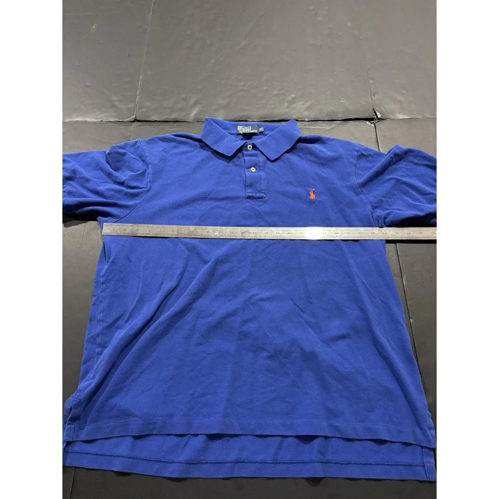 Polo by Ralph Lauren Men's Blue Classic Fit Short Sleeve Polo Orange Pony XLT
